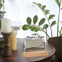 1 pieza Placa de escritorio de acrílico con oración del director, con base de madera, decoración de apreciación al director cristiano, regalo perfecto para el Día del Director y de agradecimiento - A - Ver 5