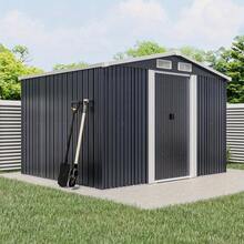Ultimate 8x6ft Carbon Black Peaked Metal Tool Room With Galvanized Steel: Comprehensive Garden Storage Shed For Tools & Parking, Features Base Kit, Lockable 2-Door Design, & 4 Ventilation Windows (Foundation Included) - Carbon Black - View 8
