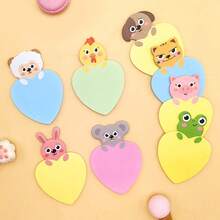 8pcs Set Of 200 Cartoon Animal Pattern Sticky Notes, Heart-Shaped Reminder Notes, Office Message Odd-Shaped Sticky Notes - one-size - View 6