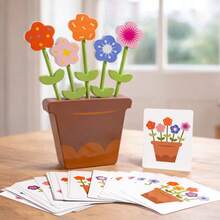 Puzzle Wooden Flowers Pieced Together In A Home Garden, Cognitive Early Education Building Blocks, Toys, Creative Accessories, Table Setting, Focus, Logical Thinking Training, Color Recognition Toys, Wooden Potted Plant Flower Arrangement Games, Flower Color Cognitive Matching Toys, Children's Hand Eye Coordination Early Education Puzzle Toys, Desktop Wooden Toys With 20 Double-Sided Task Cards, Desktop Ornaments, Children's Gifts - Multicolor - View 2