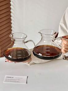 1pc Handmade Coffee Pot, Large Capacity Coffee Sharing Pot, Heat-Resistant Glass, Hanging Ear Cup, Transparent Glass Coffee Pot - Transparent - View 6