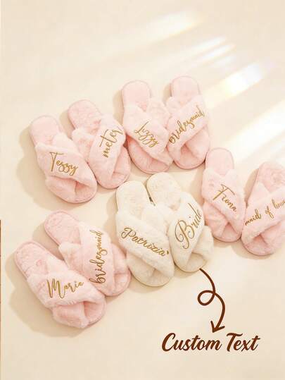 Dép cô dâu/phù dâu cá nhân hóa - Quà tặng tiệc cưới - Quà tặng phù dâu - Quà tặng tiệc độc thân - Quà tặng phù dâu trưởng - Dép lông dành cho bà vợ - Dép bông