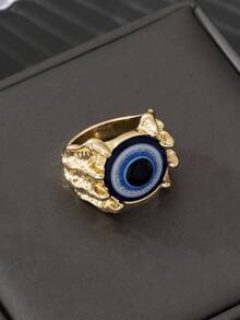 1pc Fashionable Exaggerated Personalized Large Size Wide Devil's Eye Ring For Men - Blue - View 3