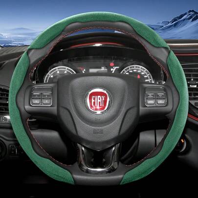 Hocasen Funda de volante de Alcantara y ante para FIAT, nuevo diseño deportivo segmentado antideslizante de instalación rápida y ultradelgado, apto para 500/Panda/Pandina/Egea/Pulse/Mobi/Argo/Fiorino/Ducato/Toro/500X/600 en color negro, marrón, marrón moca, naranja, rojo y verde