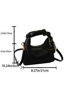 Túi xách kẻ sọc dọc mới, thời trang và đa năng, túi đeo chéo một bên vai (có mặt dây chuyền) - màu đen - Xem 7