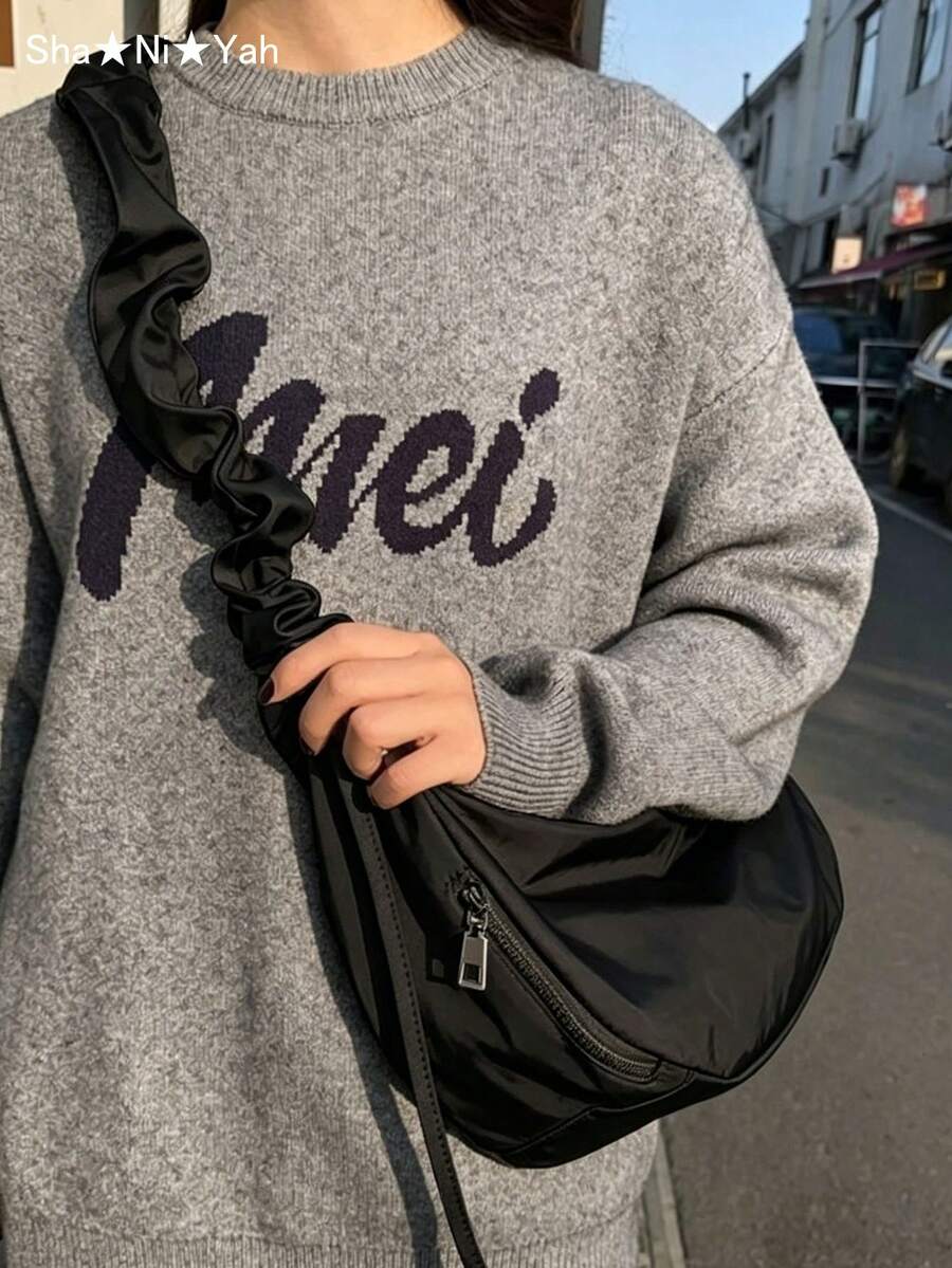 多功能高品质柔软皮革褶皱云朵单肩包，可调节肩带，大容量，适合通勤、休闲、聚会、送礼，春夏皆宜，韩日风格