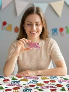 200/100pcs Colorful Glitter Confetti, Happy Birthday Blowouts, Mixed Birthday Cake Toppers, Ice Cream Decorations, Suitable For Birthday Party Tabletop Decor - Multicolor - View 6