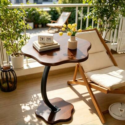 1 Stück Walnussfarbe Pflaumenbüten Tisch (40*60CM) - Moderner Wohnzimmertisch, Kleiner Couchtisch, Runder Couchtisch, Luxuriöser moderner Wohnzimmer Beistelltisch, Wohndekoration, Kleines Apartment Wohnaccessoire