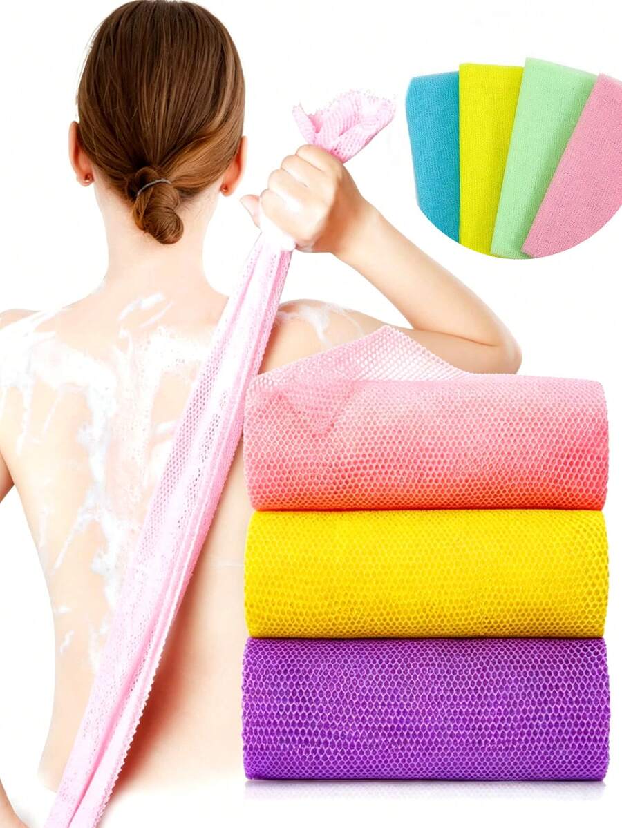 1pc African Net Exfoliating Bath Sponge, Nylon Shower Brush For Daily Cleansing And Moisturizing Skin - Multicolor - View 1