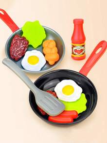 1 Set Children's Kitchen Pretend Play Toy, Frying Pan Cooking Set, Cooking Toy, Holiday Gift - 過家家平底鍋套裝 - 查看 4