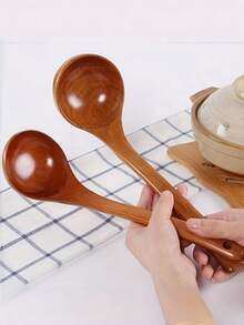 Large Wooden Long Handle Soup Ladle, Suitable For Hot Pot, Non-Stick Rice Spoon, Oil Spoon, Kitchen Spoon - View 10
