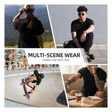 DakaFit DARC European And American Wolf Head Printed Washed Aged Pure Cotton Short-Sleeved T-Shirts - 黑色 - 查看 4