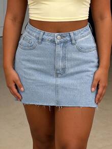 European And American Y2K Spring/Summer New Casual Washed Denim Mini Skirt For Women - Light Wash - View 4