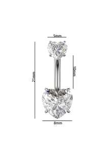 Bộ 5 khuyên rốn bằng thép không gỉ và đế đồng hình trái tim và bướm đính đá Zirconia, thích hợp sử dụng hàng ngày, dự tiệc hoặc làm quà tặng ngày lễ. - 1 bộ gồm 5 khuyên rốn - Xem 11