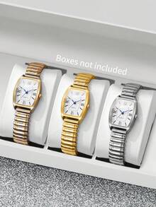 Bộ 3 đồng hồ đeo tay nữ dây thun co giãn, kiểu dáng thanh lịch, mặt số số, máy quartz, thời trang (Không bao gồm hộp đựng đồng hồ) - Nhiều màu - Xem 12