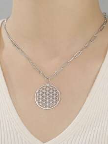 Flower Of Life Sacred Geometry Necklace Stainless Steel Mandala Neck Chain Women Men Viking Vintage Universal Spiritual Jewelry - Flower Of Life Series - View 10