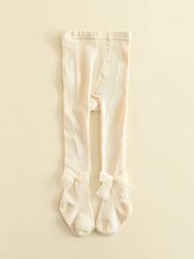 1件装女童紧身打底裤，蝴蝶镂空设计，透气，休闲校园风，舒适优雅 - 彩色 - 查看 17