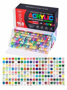 Multi-Color Soft Tip Acrylic Marker Pen Set, Large Capacity Soft Tip, Suitable For Student Painting And Art Coloring Books, DIY Graffiti Hand-Drawn Doodle Filling White Black Gold Silver Stackable Opaque Paint Markers - Multicolor - View 7