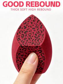 Leopard Print Red Makeup Sponge Set, Large 3-Cut Design, Wet & Dry Use Foundation Sponge, Soft Latex-Free Cosmetic Puff For Liquid Foundation, Cream, Powder, Concealer & Blush, Reusable Makeup Sponges In 2/4/6/8/12 PCS Options - Multicolor - View 6