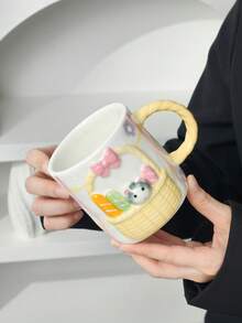 1 pièce Tasse à café en céramique avec motif de nœud en relief, tasse à café élégante, tasse pour latte art, tasse pour petit-déjeuner, lait, avoine, tasse d'eau de bureau, tasse à thé de l'après-midi, tasse à boisson, cadeau pour les fêtes/la Saint-Valentin - Multicolore - Voir 11