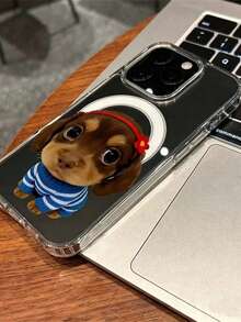 1pc Cute Cartoon Dog Pattern Magnetic Wireless Charging Phone Case, Compatible With IPhone 17 Pro Max/16 Pro Max/15 Pro Max/13/15/16/17 Pro/14/11, New Magnetic Protective Phone Cover - Clear - View 3