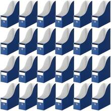 Thenshop - 24 soportes de cartón para revistas archivadores revistas con etiqueta organizador de papel carpeta de almacenamiento para estantes de computadora escuela aula suministros de - Azul marino - Ver 9