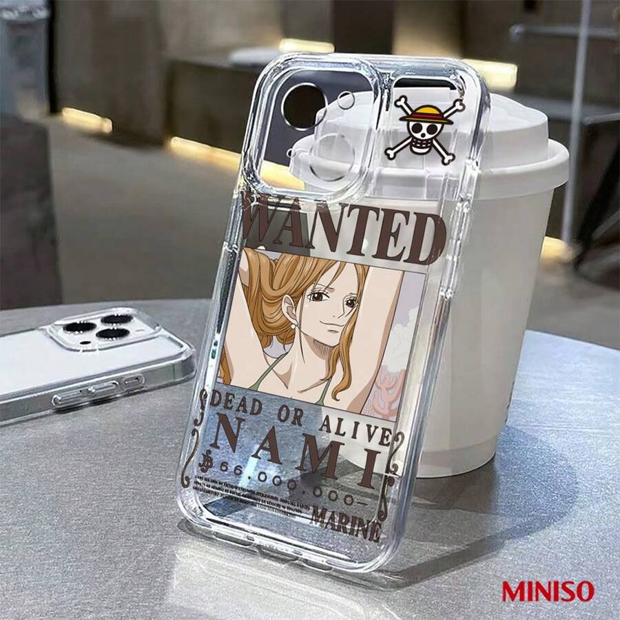 Funda transparente para teléfono con póster de "Se busca" de Nami de One Piece, cubierta a prueba de golpes para iPhone 17/17 Pro/17 Pro Max/17 Air/16/15/14/13/12/11/X Series, Funda para iPhone 17 Pro Max, Funda para iPhone 17 Pro, Funda para iPhone 17, el regalo ideal para fans del anime - transparente - Ver 1