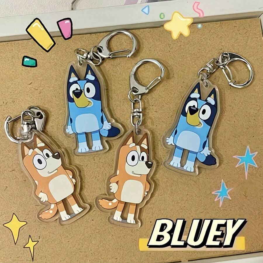 Bluey 10个/包 斗牛犬钥匙扣，卡通狗钥匙圈，生日礼物，背包挂件 - 多色 - 查看 1
