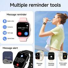 Orologio smart touch screen, progettato per giovani donne alla moda, uomini e coppie. Supporta chiamate senza fili, contapassi, controllo musica e funzioni fitness, compatibile con telefoni Android/iOS, dotato di batteria da 180mAh. Una scelta regalo ideale per Capodanno, San Valentino, Pasqua e Natale. - Multicolore - Visualizzare 4