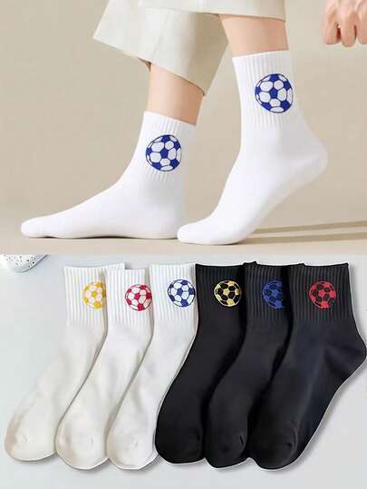 6 paia di calze a metà polpaccio da donna, calze da calcio per studentesse, calze sportive uomo bianche e nere per primavera/estate, calze sportive stile college unisex