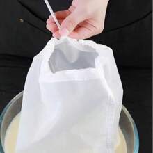 可重複使用細網尼龍濾袋，適用於製作果汁、起司、冷萃咖啡，過濾與擠壓，超細網尼龍濾布多功能食品濾袋，廚房必需品，理想的聖誕廚房禮物送給廚師 - 白色 - 查看 5