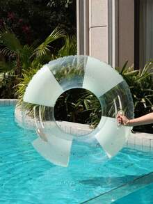 Inflatable Pool Float Set, Clear Glitter White Swim Ring & Mesh Lounger For Summer Pool Party - Multicolor - View 8