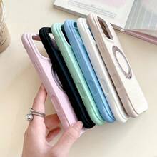 [New Summer Product Release]Cute Korean Design Water Wave Pattern Magnetic 360-Degree Rotating Bracket Integrated Liquid Silicone Smartphone Case, Compatible With IPhone 17/17 Pro/17 Pro Max/16/16 Pro/16 Pro Max/15/15 Pro/15 Pro Max, Popular With Women, All-Model Protective Cover, Waterproof, Drop-Resistant, Scratch-Resistant, Perfect Gift For Your Girlfriend - Black - View 5