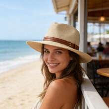 Panama Straw Hats For Men Women Casual Wide Brim Sun Caps Foldable Beach Hats For Summer Outdoor Travel Vacations - Nhiều màu - Xem 4