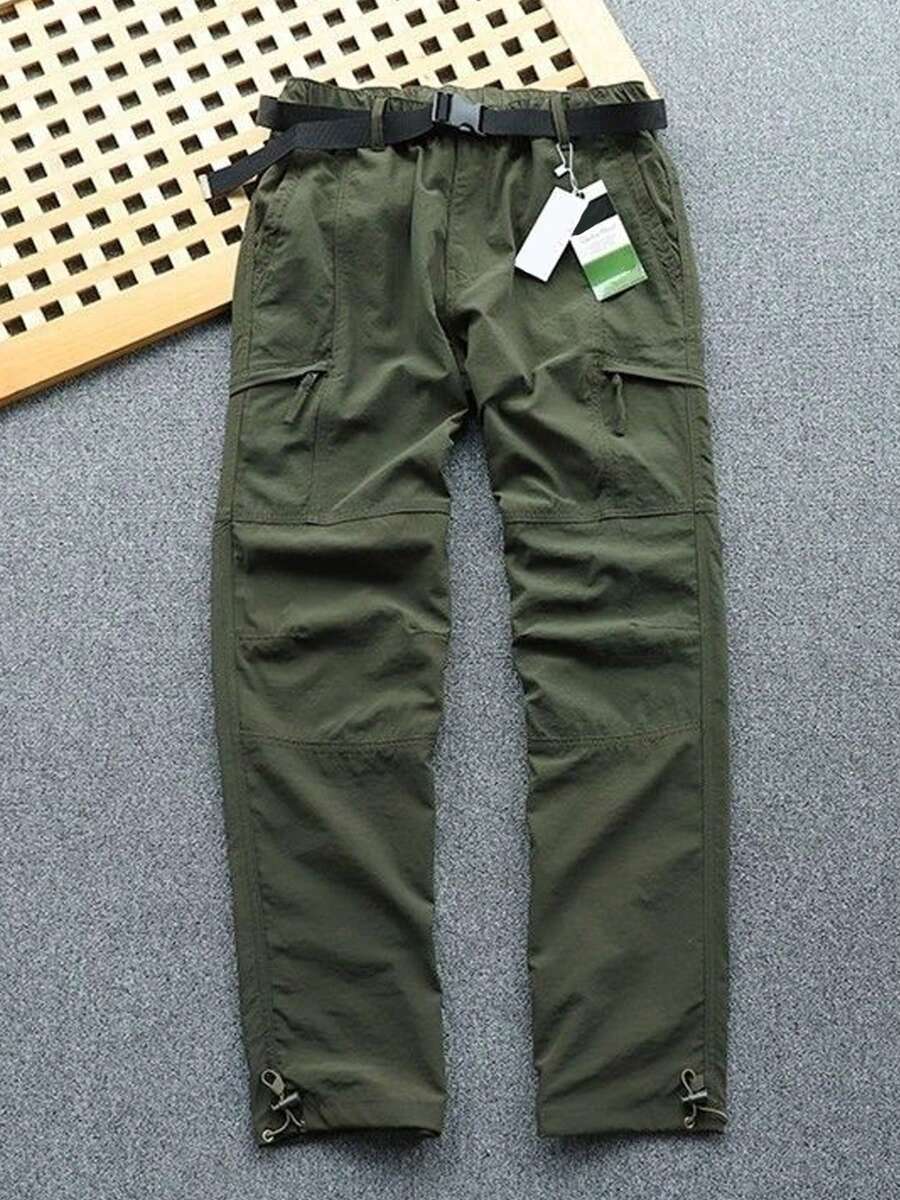 Pantalones casuales de varias bolsas pantalones pantalones pantalones de entrenamiento de moda pantalones masculinos resistentes al desgaste al aire libre de varios bolsillos pantalones de trabajo relajados contra salpicaduras de agua pantalones tácticos pantalones tácticos al aire libre - Verde militar - Ver 1