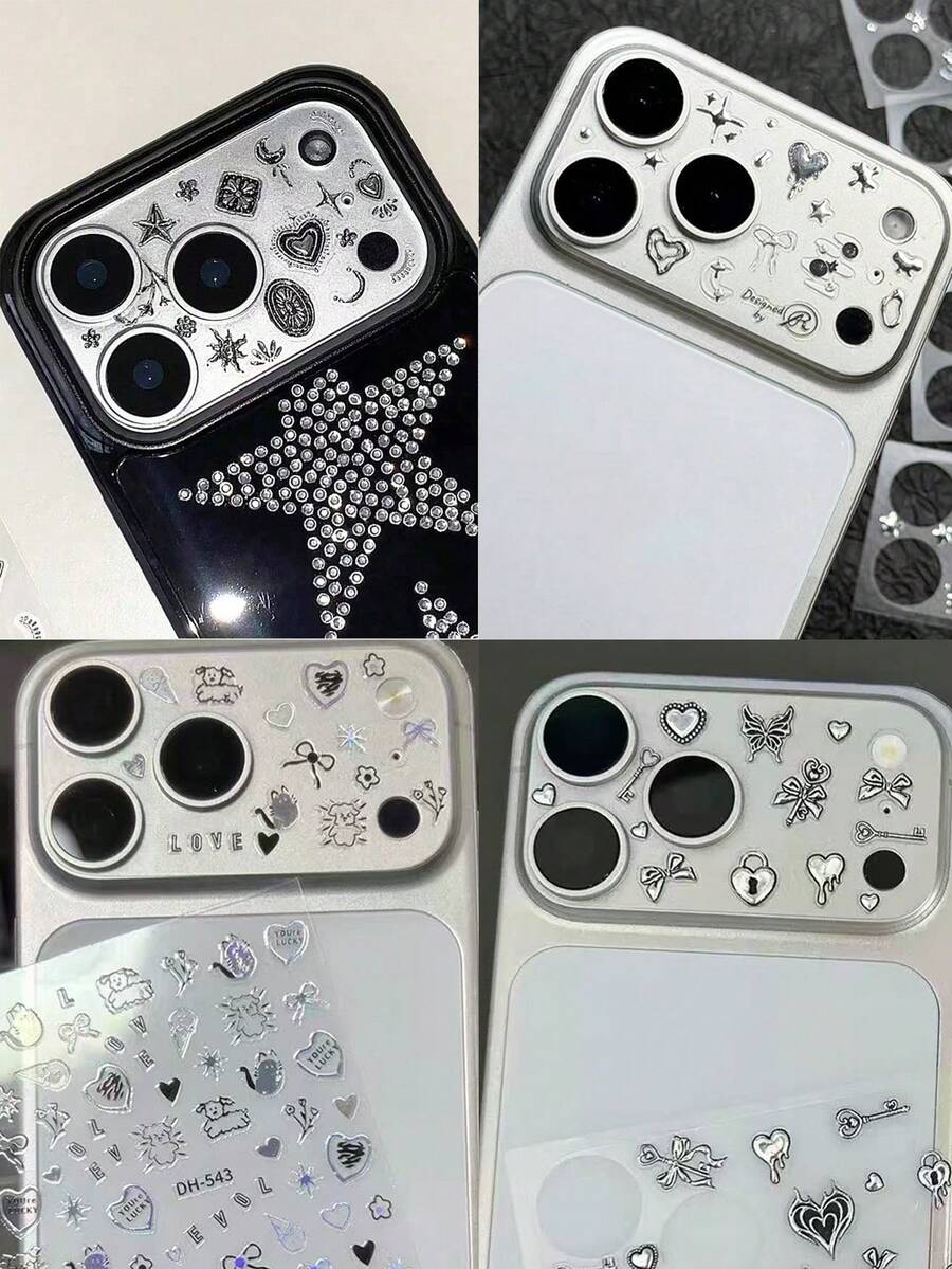 1片 Ins創意DIY鏡頭保護鋼化玻璃貼膜 適用於Apple 11 Pro Max/12 Pro Max/13 Pro Max/14 Pro Max/15 Pro Max/16 Pro Max/17 Pro Max手機鏡頭貼膜 - 彩色 - 查看 1