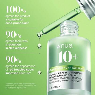 Anua Azelaic Acid 10 Hyaluron Redness Soothing Serum 30ML - Soothing Anti-Redness Serum