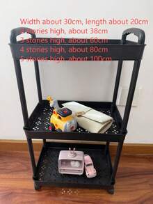 Carrito de plástico con ruedas giratorias de 4/3 niveles, organizador de almacenamiento multiusos con ruedas para oficina, sala de estar, cocina, baño, para guardar aperitivos y juguetes, unidad de estantería móvil - Multicolor - Ver 11