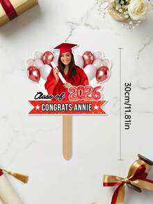 1 pieza Abanico personalizado de retrato de graduación, se puede personalizar con foto y texto, abanico personalizado con cara, abanico grande de graduación 2026, abanico con cara, abanico de graduación, clase de 2026, logotipo de corte de papel de cabeza grande, regalo de graduación - Multicolor - Ver 6