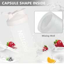 Vaso agitador de proteínas con bola mezcladora, vaso agitador portátil para fitness, 100% a prueba de fugas. - Blanco - Ver 4