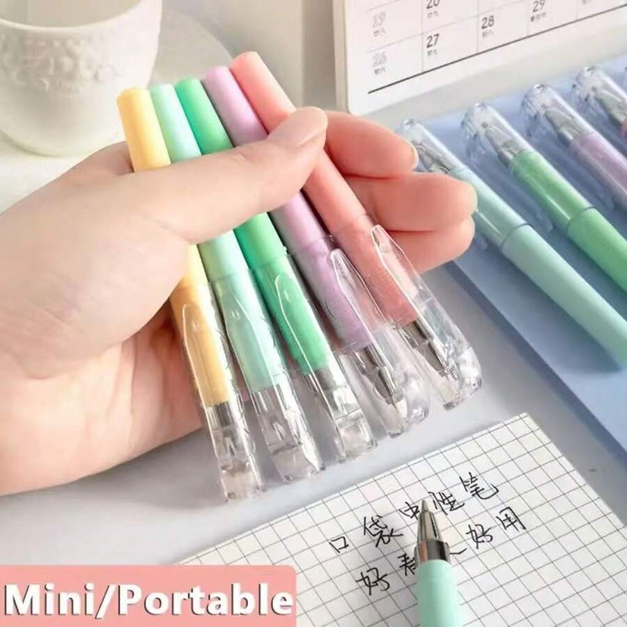 Mini Portable Neutral Pens | Multi-Color Set | Smooth Writing Creative Office Supplies | Suitable For Students And Daily Use (5pcs/Pack) - Sets - View 1