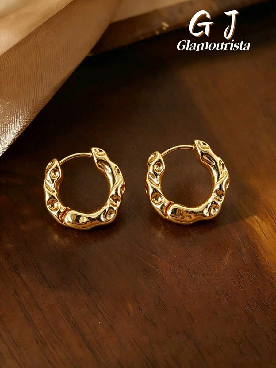 一对简约时尚独特不对称几何耳环，适合女孩日常、节日、派对、度假等各种场合佩戴。 - 不規則幾何 - 查看 1