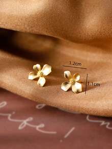 1 Pair Retro Matte Osmanthus Flower Earrings, Suitable For Women's Daily, Festival And Party Wear - Yellow Gold - View 5