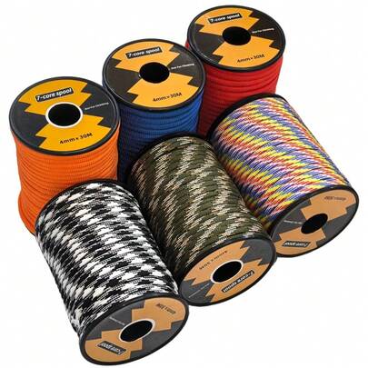 1 Rollo de 30M 4MM Cuerda trenzada, Cuerda de mano, Adecuada para exteriores, senderismo, trenzado, camping y suministros deportivos y al aire libre