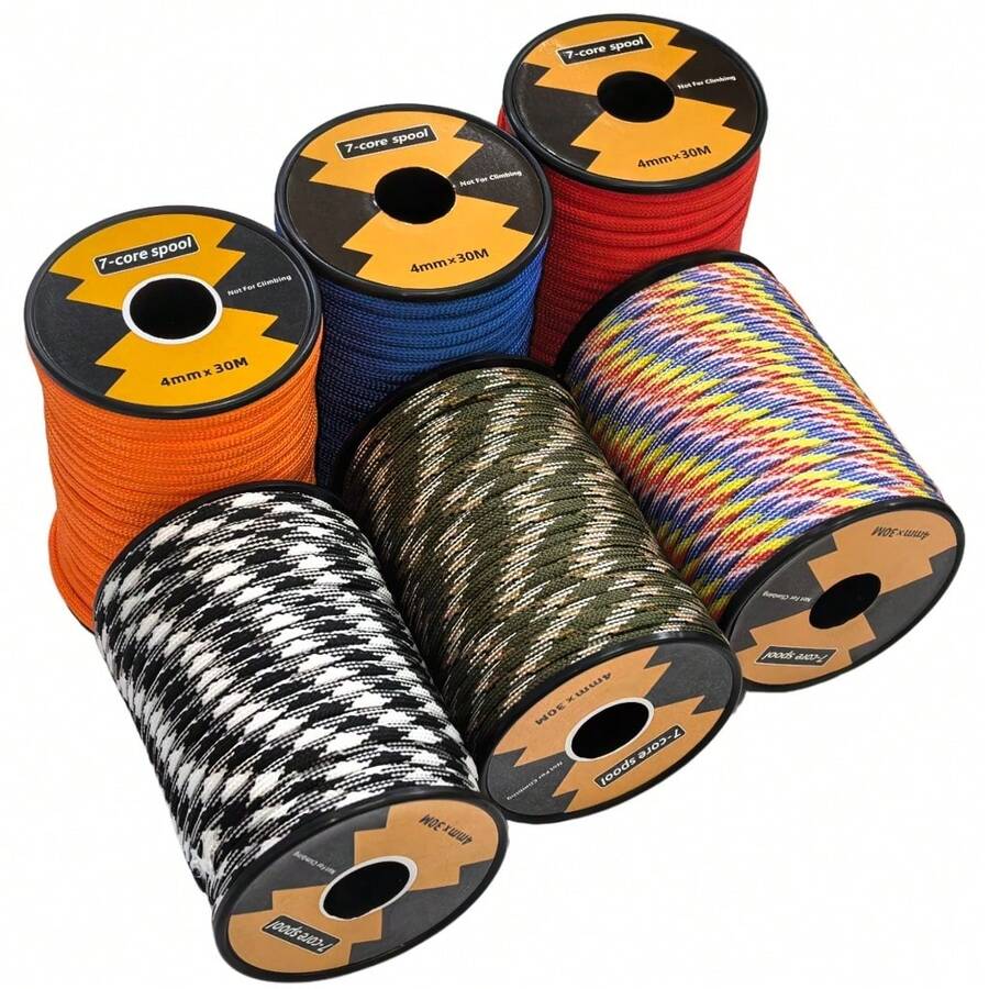 1 cuộn dây thừng bện 30m, đường kính 4mm, dây thừng dùng để treo, thích hợp cho hoạt động ngoài trời, leo núi, bện dây. Đồ dùng thể thao cắm trại và ngoài trời. - Nhiều màu - Xem 1