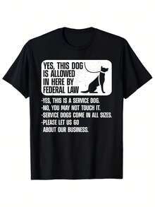 Camiseta con Estampado de Perro de Servicio, Cuello Redondo, Manga Corta, Negra con Texto Blanco y Silueta de Gato, Camiseta Casual de Verano para Hombres y Mujeres, Camiseta Cómoda con Estampado Gráfico, Camiseta para Todas las Temporadas para Actividades Diarias al Aire Libre - Negro - Ver 6