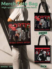 2pcs CORTI/S CRT Canvas Bags, Double-Sided CORTI Green & Red Printed, Durable Canvas, Large Capacity Reusable Tote Bags, Suitable For COER Fans Daily Commute And Shopping, Designed For JAMES/JUHOON/KEONHO/SEONGHYEON/Park Woo-Joo "COLOR OUTSIDE THE LINES GREEN RED What You Want GO!" CORTI/S Debut K-Pop 5th Gen Boy Group - Multicolor - View 10