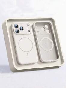 1. Ốp lưng bảo vệ sạc không dây từ tính bằng silicon lỏng tối giản, tương thích với iPhone 17 Air, 16, 14, 13, 12, 15 Pro Max Plus, có lớp bảo vệ camera bằng da lộn. - Trắng cổ - Xem 1