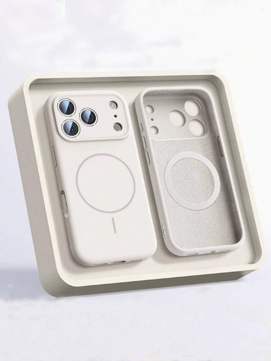 1. Ốp lưng bảo vệ sạc không dây từ tính bằng silicon lỏng tối giản, tương thích với iPhone 17 Air, 16, 14, 13, 12, 15 Pro Max Plus, có lớp bảo vệ camera bằng da lộn. - Trắng cổ - Xem 1