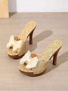 Summer Thick Sole Peep Toe Platform High Heel Sandals For Women, Comfortable, Gold Color - Gold - View 5